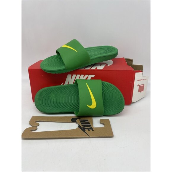 Nike Benassi JDI “Brazil” Slide Green Yellow Men’s 8 Swoosh Rare Color HTF READ - Picture 1 of 10
